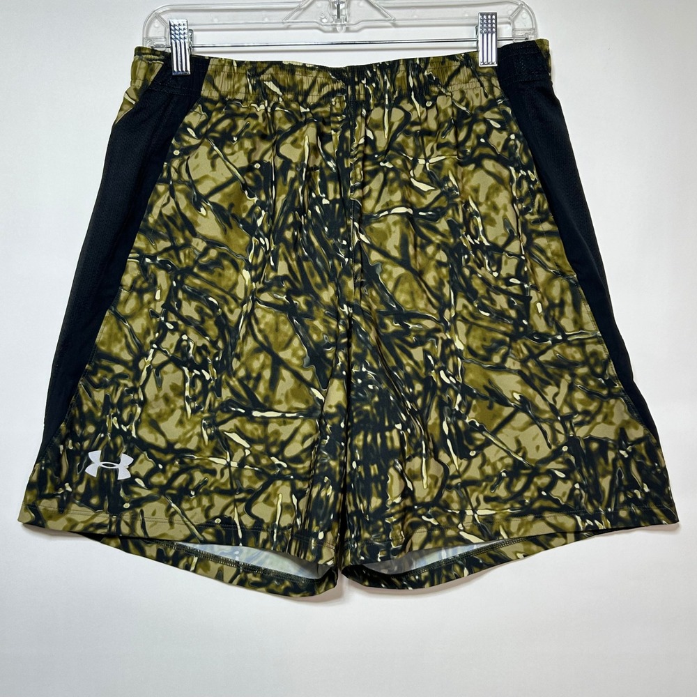 Under Armour Elite Cargo Short Mens L Fitted Black‎ Camo Performance Gym Fitness